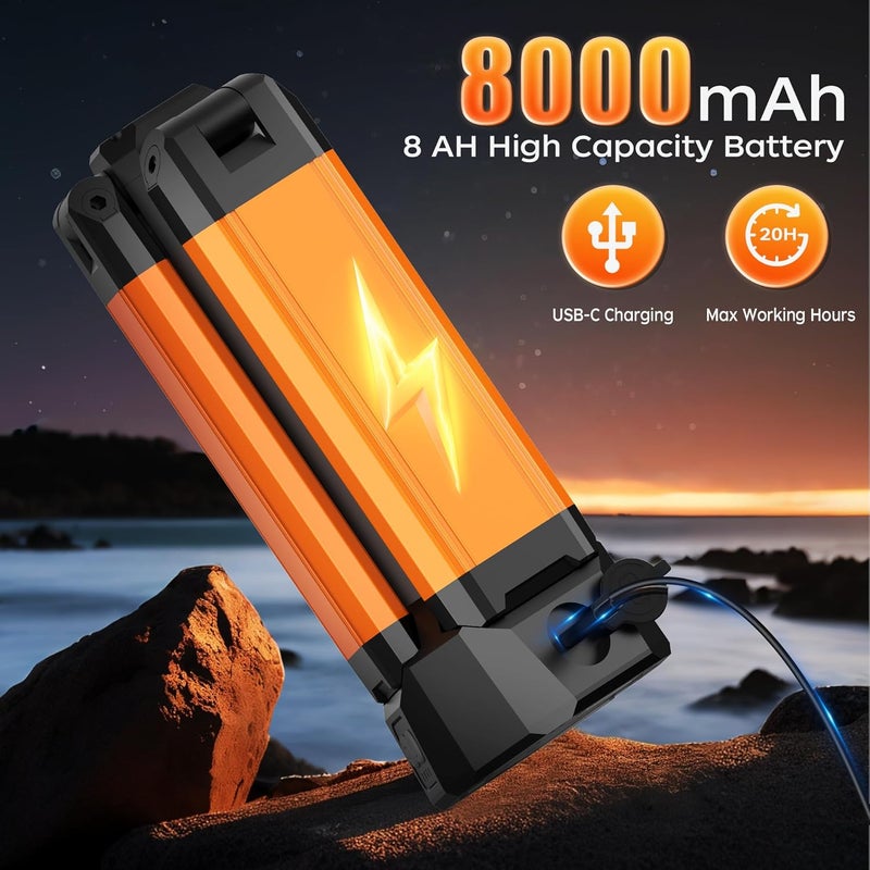 PARTPHONER Rechargeable LED Work Light with Stand, 67" Tall Portable Cordless Work Light, 8AH Battery, 500/1500/2500 Lumen, 4000/6500K Dimmable Camping Light with Detachable Tripod Orange (Carrying Bag Included) - Image 3